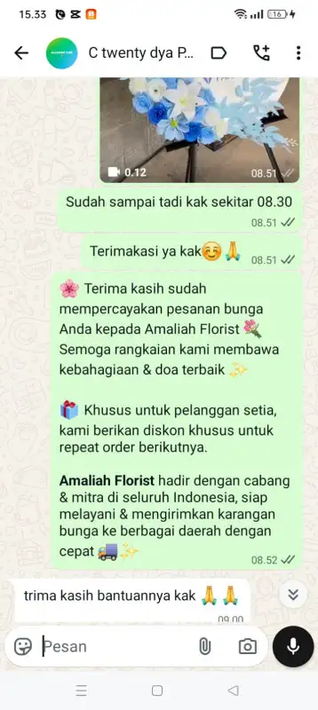 Testimonial krans bunga MURUNG RAYA